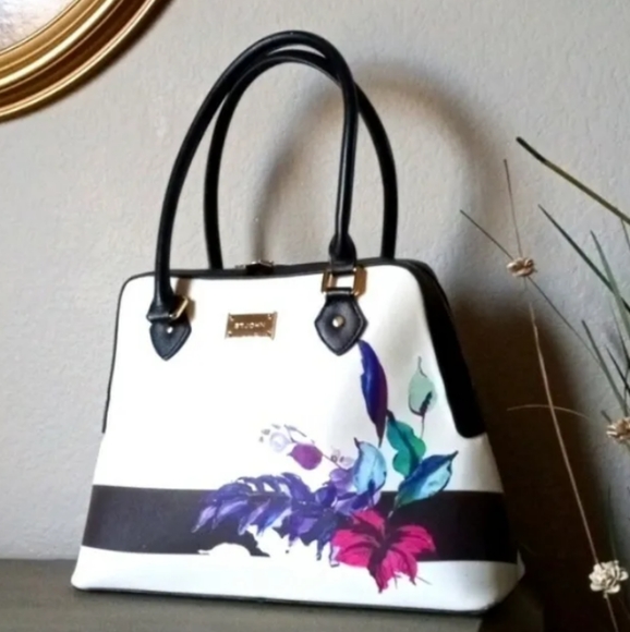 St. John Bags St John Floral Saffiano Large Leather Satchel Hand